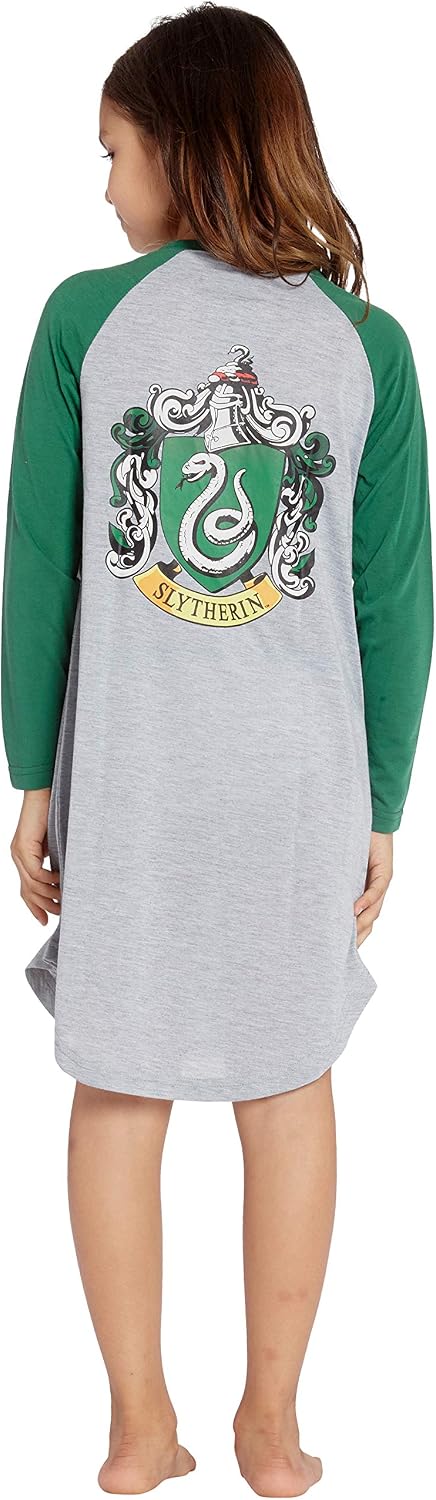 Harry Potter Nightgown For Girls Hogwarts House Raglan Long Sleeve Pajama