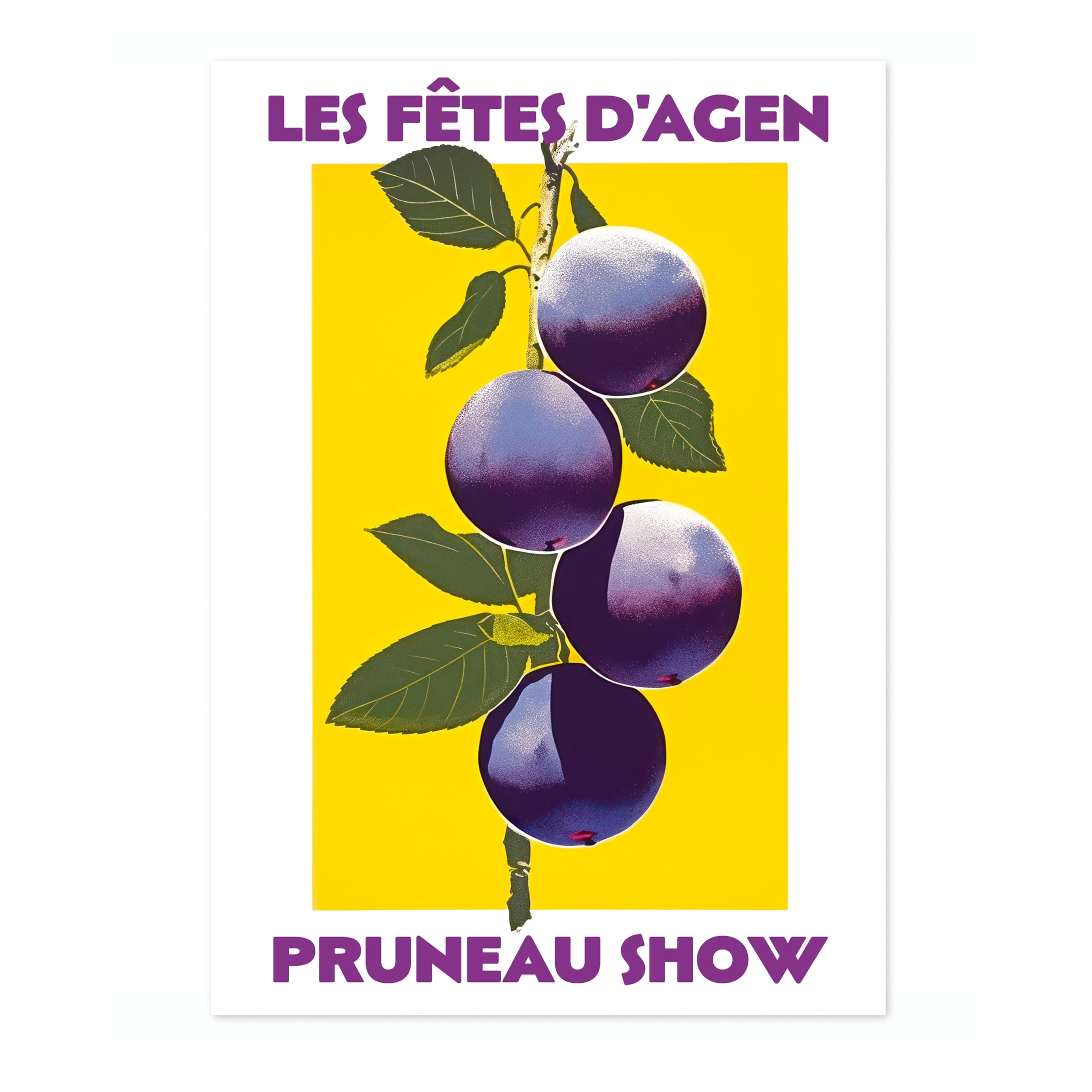 Les Fetes D'Agen Fruit Market Poster Kitchen Wall Decor Print Abstract Colourful Wall Art Food Travel Bedroom Artwork Picture, A2 (Print Only) - 59.4x42cm