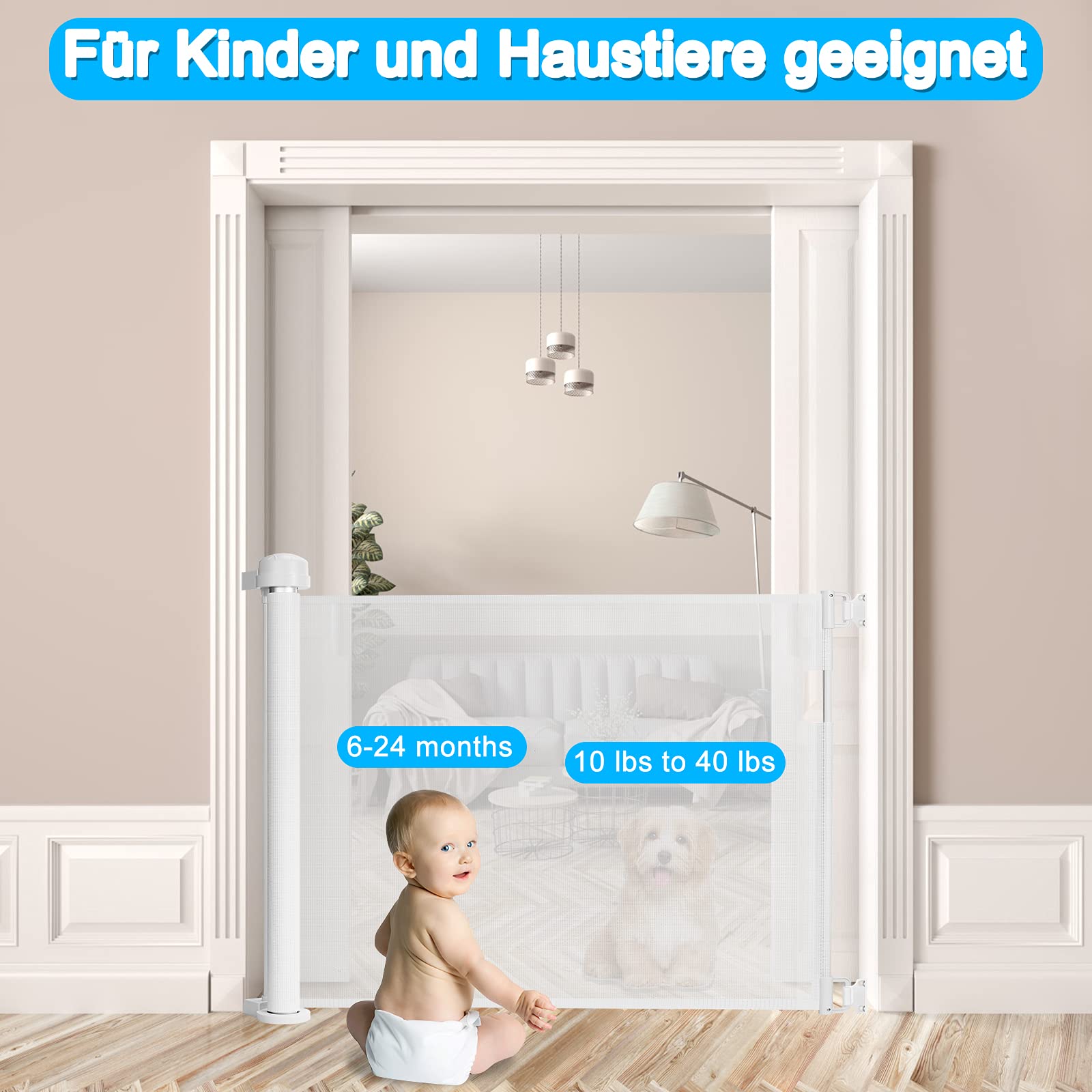YRHome Babydeurbeschermingsrooster, uittrekbaar, 0-150 cm, zwart