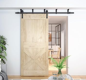 DIYHD 6.6FT Straight Roller Barn Wood Closet Interior Door Sliding Track Hardware, Ceiling Mount kit