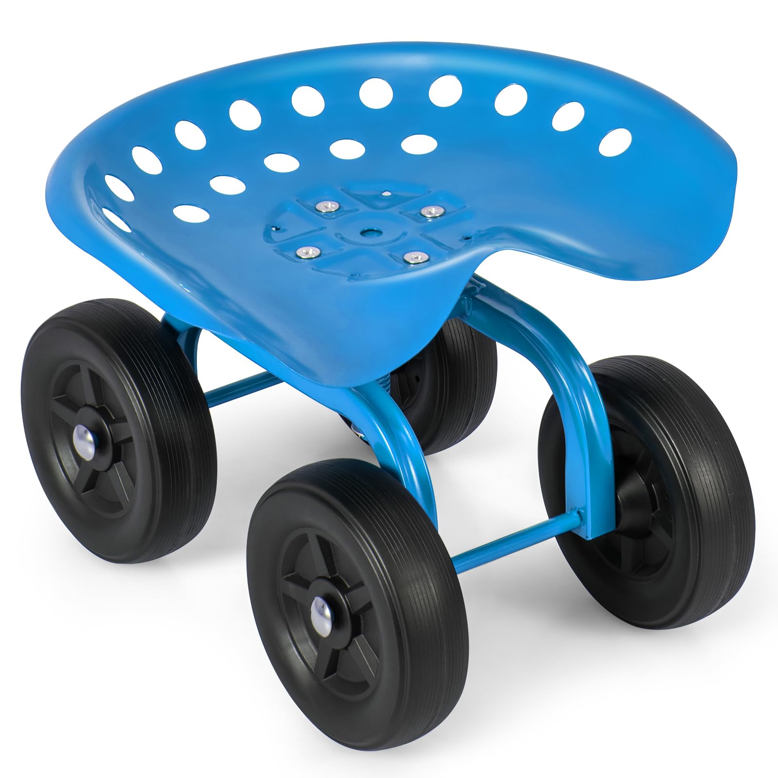TANGZON Garden Scooter Cart, Rolling Garden Stool Cart with 360Β° Swivel Height Adjustable Seat & 18CM Tires, 150KG Capacity Heavy Duty Gardening Work Seat, 47 x 45 x 31-41cm (Blue + Black)