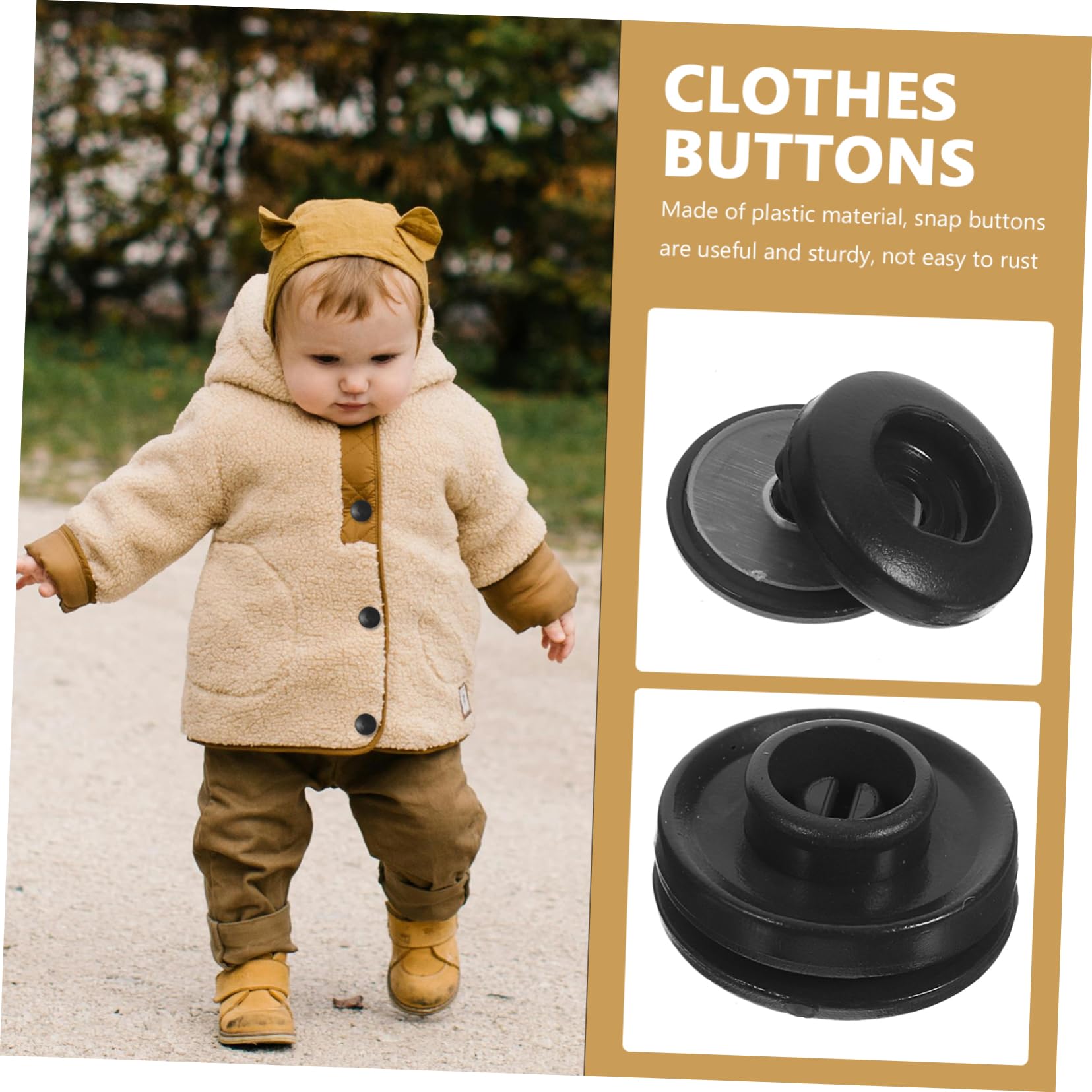 500juegos Botones Presión De Plástico Para Ropa y Manualidades Botones De Costura Para Bebés Accesorios De Diy Color Negro