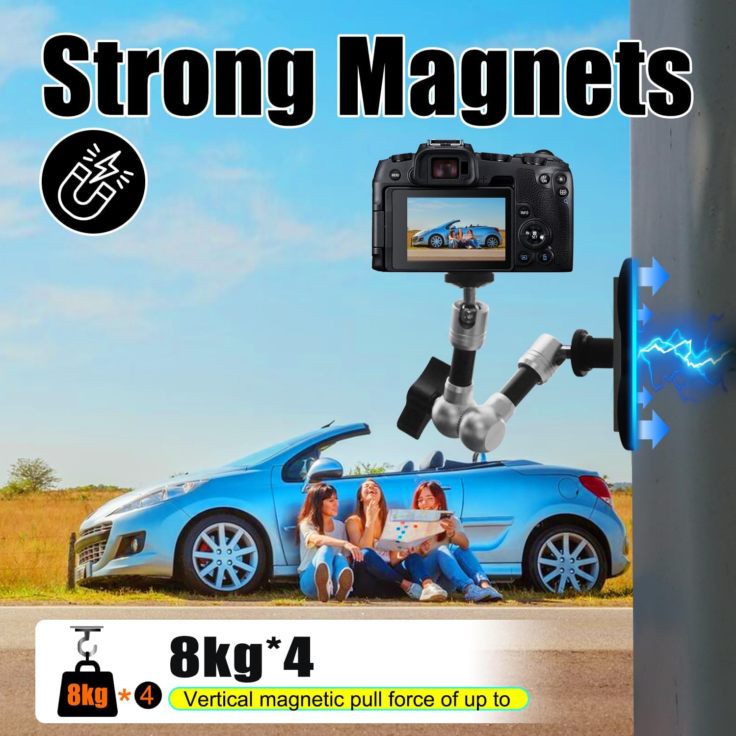 Magnetic Fence Mount for Mevo Start/Pocket Radar/GoPro, for iPhone/DJI Osmo Pocket 3, Picklebal Baseball Game Changer Mounting Kit for Recording Softball and Tennis, Magnetic Mount for Golf Car Travel