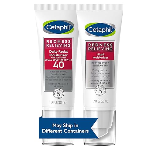 Set de alivio del enrojecimiento, hidratante nocturno (1.7 onzas) y hidratante facial diario SPF 40 (1.7 oz) para piel propensa al enrojecimiento