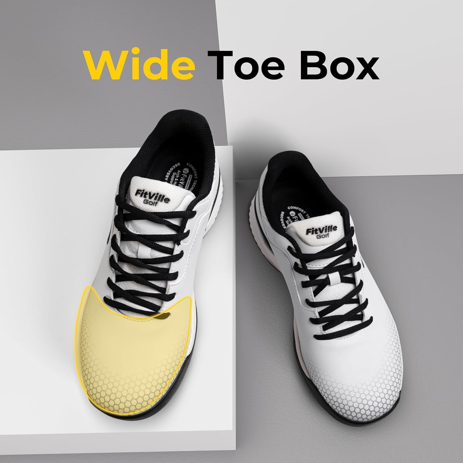 FitVille Wide & Extra Wide Mens Golf Shoes Professional Outdoor Waterproof Spiked Golf Shoes for Men - Image 4