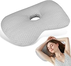 Gaethra Coussin Piercing Oreille, Oreillers de Piercing avec 8.9cm Trou, Oreiller Trou d'oreille avec Fermeture éclair pour Les Oreilles latérales et Le soulagement de la Douleur, Gris