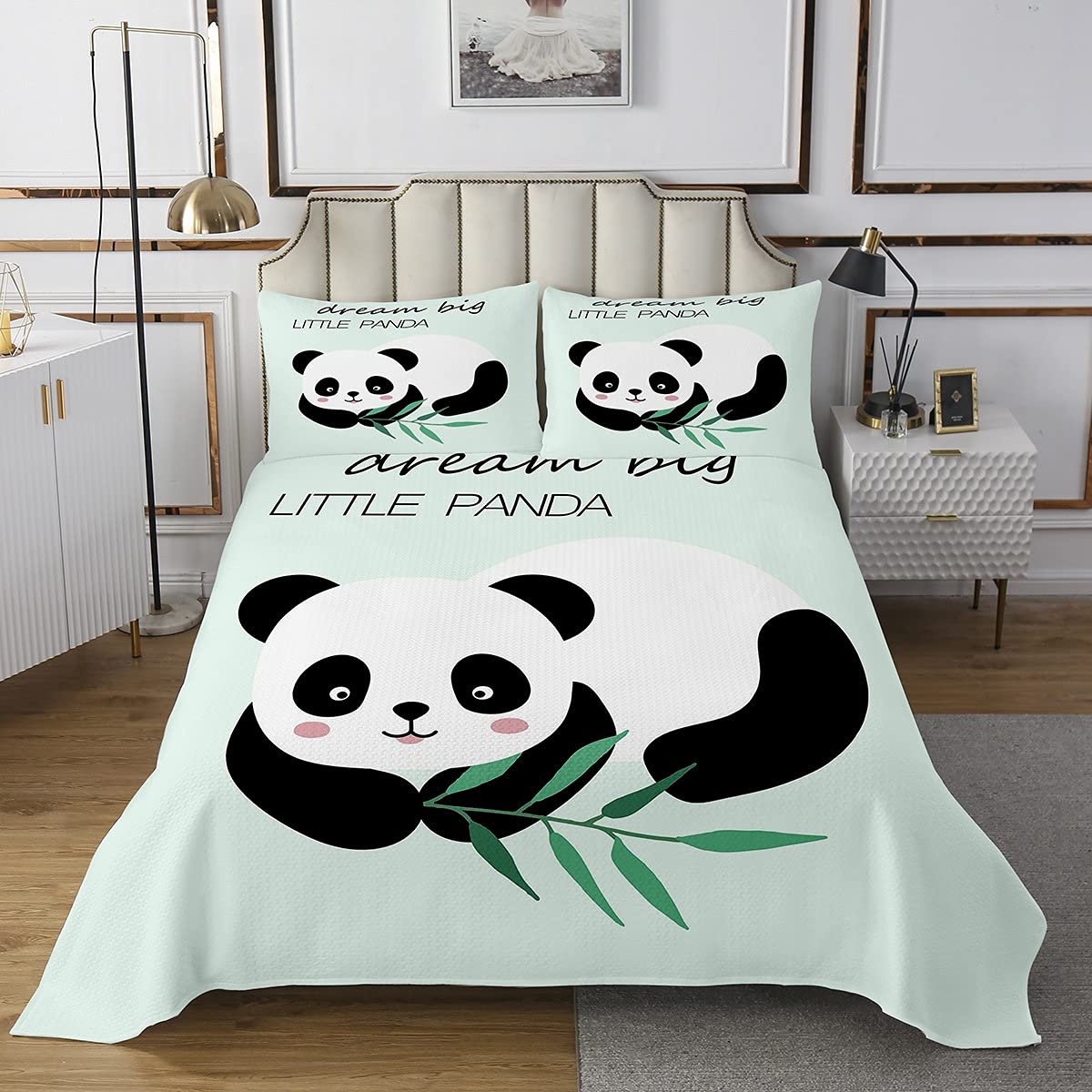 Copriletto trapuntato con panda in bambù con simpatici animali trapuntati per bambini ragazzi ragazze cartoni animati panda gigante orso camera da letto 2 pezzi misura singola cerniera170X230cm