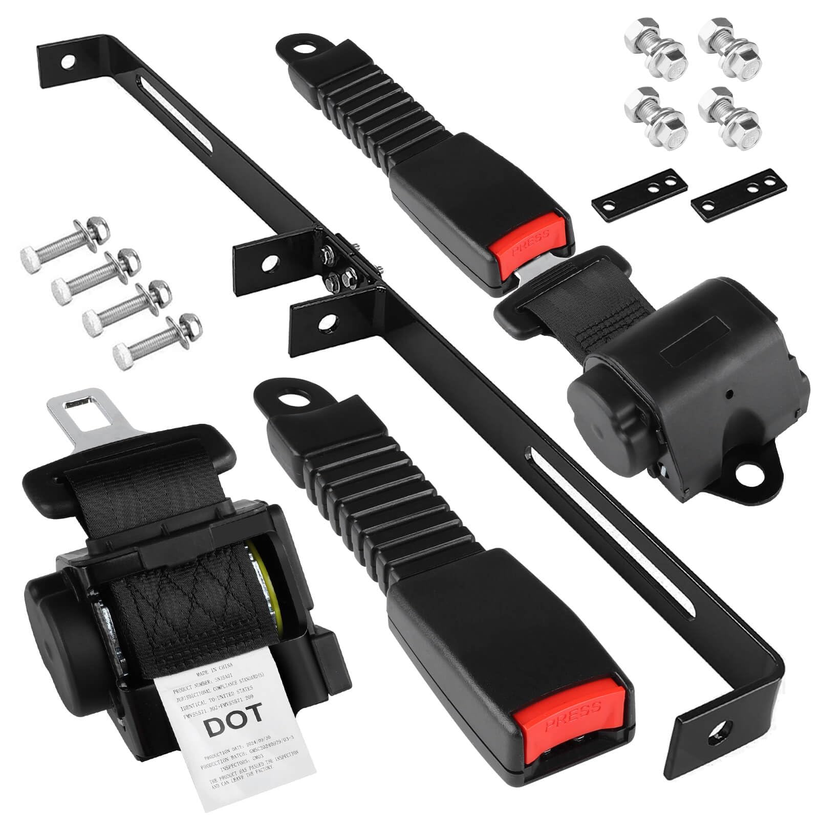 61 Inch DOT Golf Car Seat Belt Kit for EZGO TXT Club Car DS Yamaha, Not Fit EZGO RXV, Club Car Precedent/Onward/Tempo and Yamaha G2, G9, G29 Drive, Drive 2