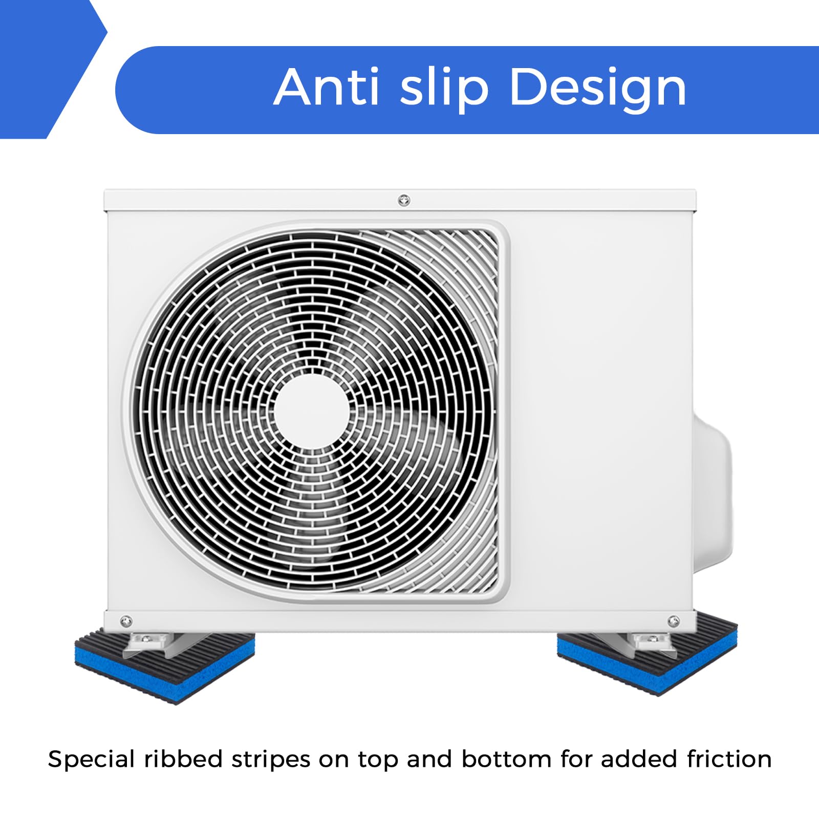 8 cuscinetti antivibrazione da 10,2 x 10,2 x 2,2 cm, tappetini in gomma a coste con centro EVA, resistenti cuscinetti in EVA blu per condizionatori d'aria, compressori, HVAC, tapis roulant