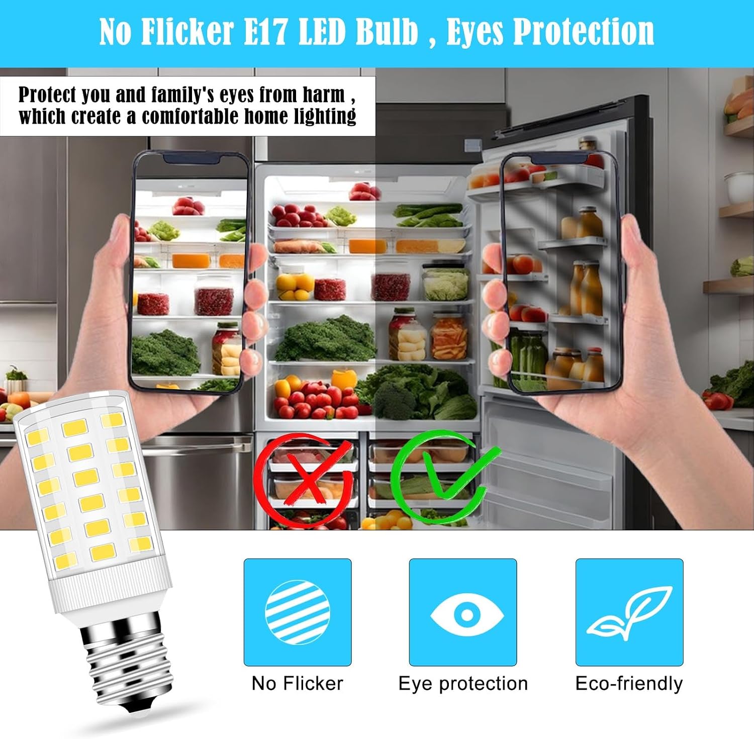 Led Freezer Light Bulb KEL 2811 2815 KEI D28A 6W Equivalent 100-265v 3.8w Refrigerator E17 Appliance Daylight White 6000K Range Hood 5000K Pack of 3