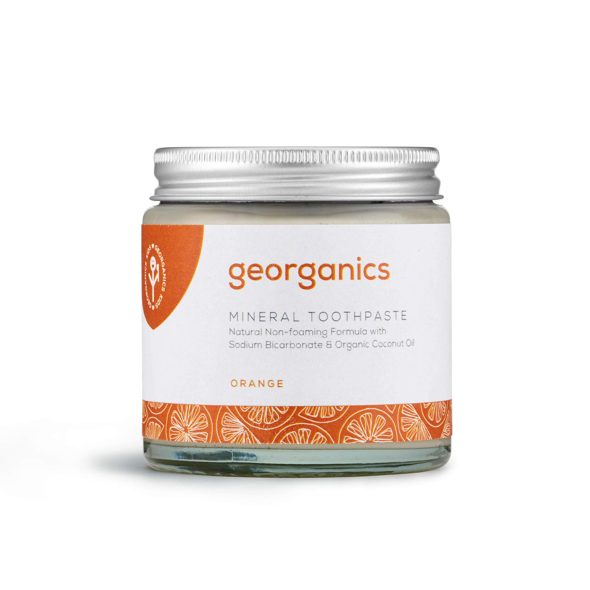 Georganics - Organic Mineral-Rich Teeth Whitening Toothpaste - Non-foaming Formula with Organic Virgin Coconut Oil - Vegan, SLS, Cruelty and Fluoride Free - Orange - 120ml