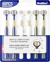 Escova de Dente de Três Lados 6 Unidades – Limpeza Profunda, Cuidado Suave com as Gengivas, Escova Macia para Adultos, Kit com Cores Variadas, Prático e Conveniente para Toda a Família