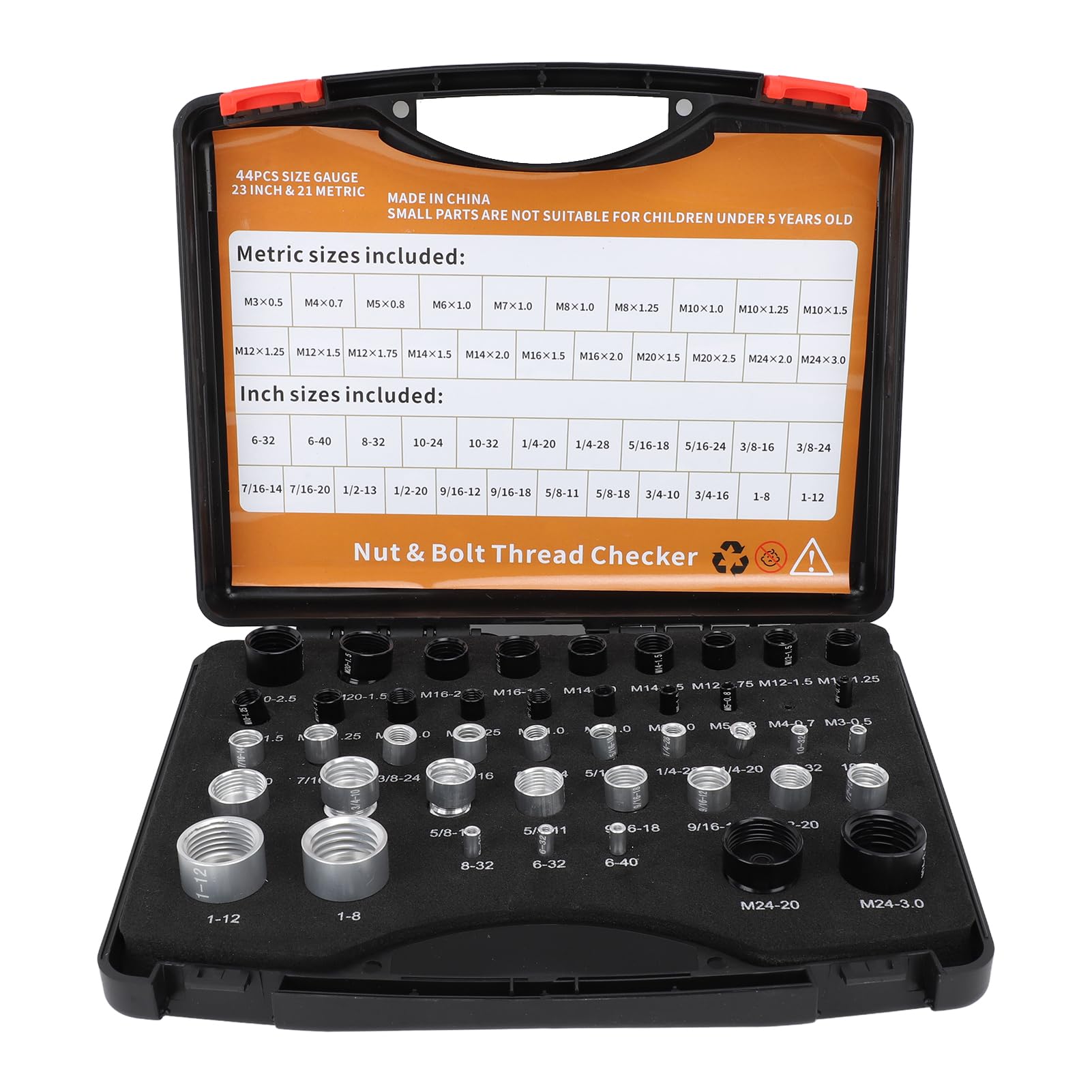 Buy Nut and Bolt Thread Checker, 44Pcs Carbon Steel High Accuracy Bolt