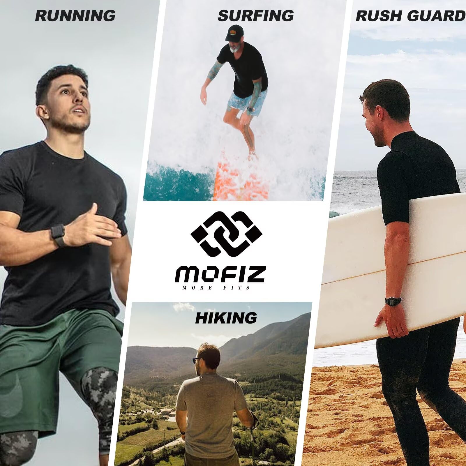MoFiz Camiseta Anti UV Hombre Rashguard Secado Rápido Manga Corta Transpirable Surf Correr Natación