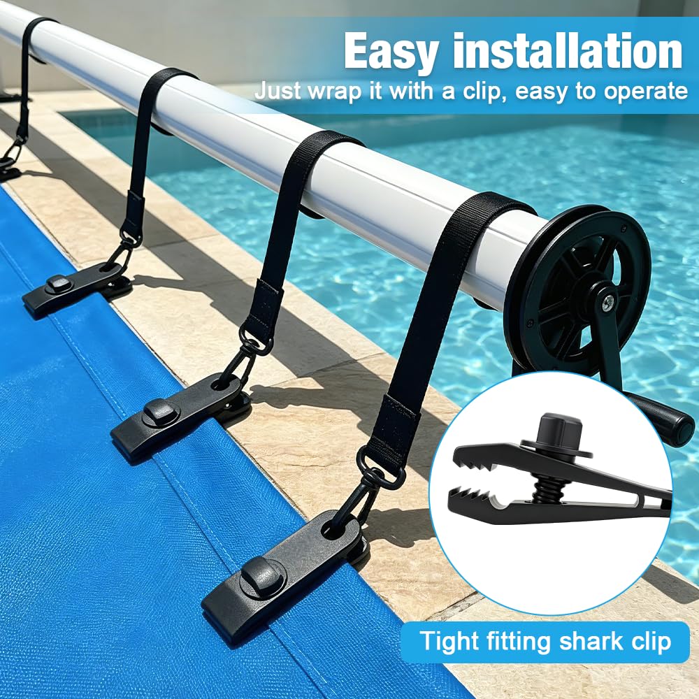 Enrollador de Piscina, 8 Piezas Kit de Fijación de Carrete de Cubierta Solar, Rodillo de Piscina para Cubierta Solar, para Láminas Solares para Lonas de Piscina, Cubiertas