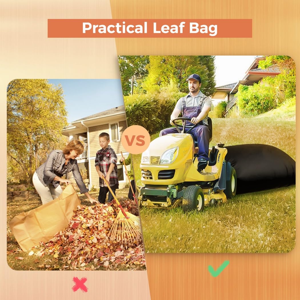 Bolsa de hojas para tractor de césped, herramienta de jardín para recoger hojas, capacidad de 54 pies cúbicos, recogedor de tela Oxford 420D de gran tamaño