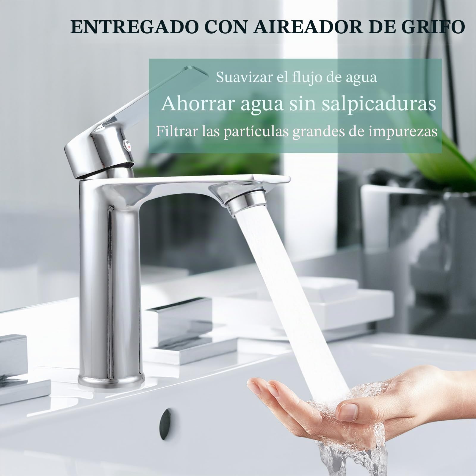 Cieex Grifo Lavabo Cromado Grifo de Baño Grifo Monomando de Lavabo Duradero Fácil Instalación
