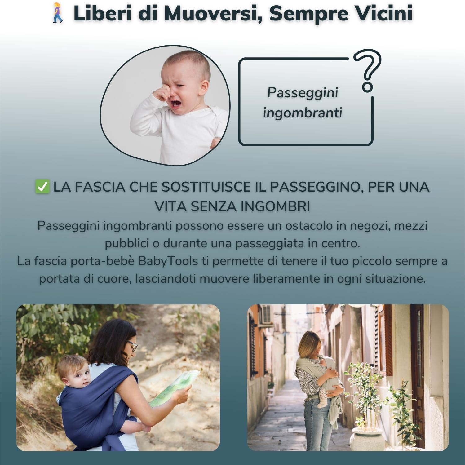 Fascia Neonato (100% Made In Italy) Con 2 BAVAGLINI INCLUSI, Fascia Porta Bebe In Cotone Organico, Fascia Neonato Porta Bebe In Tessuto Morbido, Leggero, Traspirante, Adatta Fino A 15 Kg