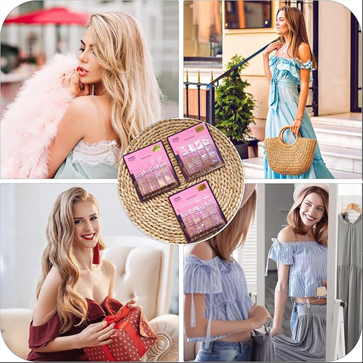 Lot de 2 paires de bretelles de soutien-gorge transparentes, douces pour la peau, invisibles et antidérapantes, amovibles et réglables pour soutien-gorge sans bretelles