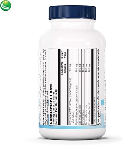 Miniatura 2 de Nutra BioGenesis - Complejo de reparación gástrica - Bismuto, regaliz y goma mastica para ayudar a apoyar la salud del tejido gástrico - 60 cápsulas