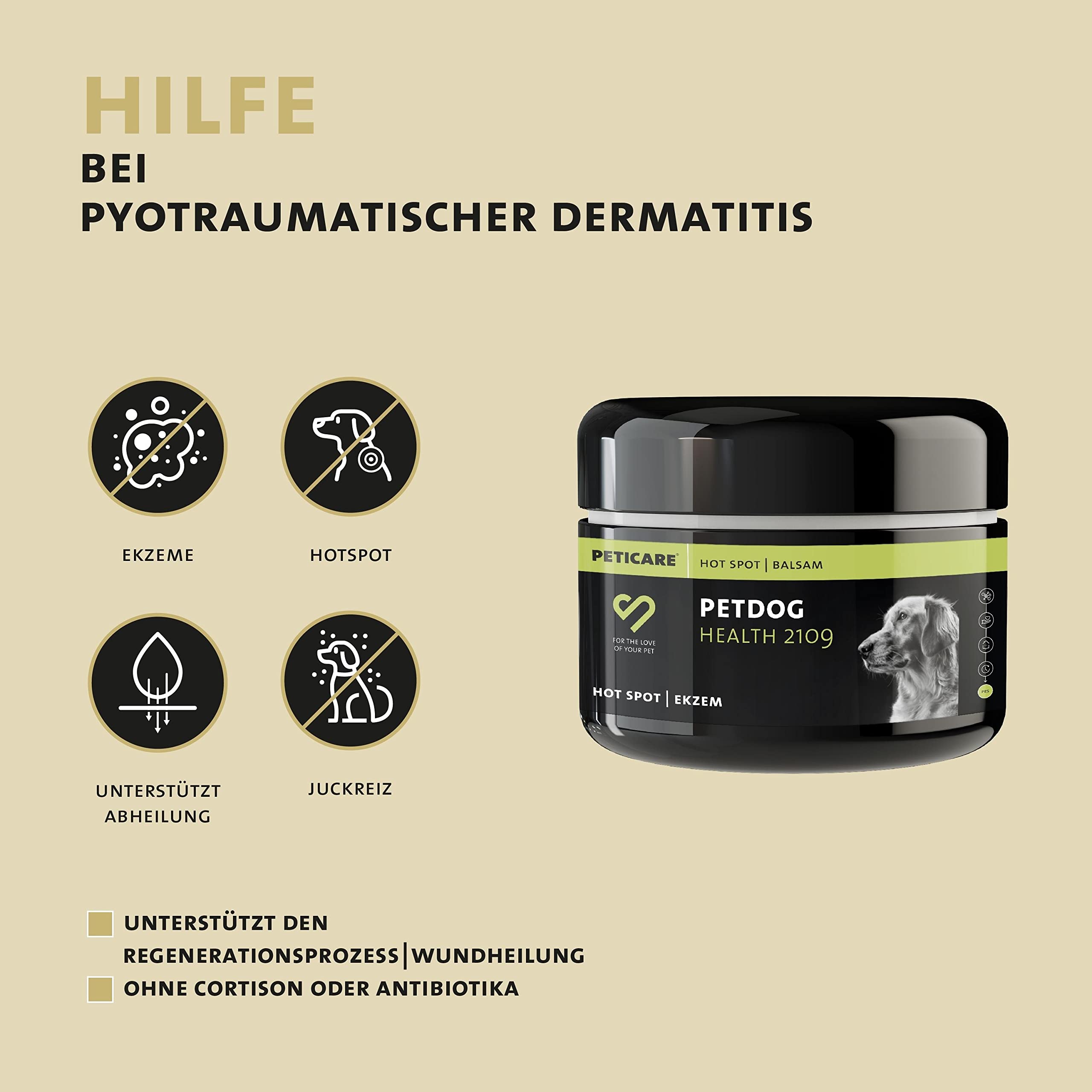 Peticare Hot-Spot Balsam für Hunde | speziell bei Hotspots & Ekzemen Aller Art | lindert Juckreiz & unterstützt Regenerationsprozess | einzigartiges PRS® System für Lange Wirkung - petDog Health 2109