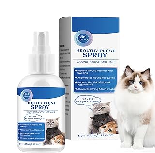 Cat Skin Care - Wound Spray, Cat Skin Care | Natural Solutions Against Dermatitii, Safe and Gentle Grooming Solutions, Soothing Balms, Sprays and Creams for Dry, Itchy or Rite product image
