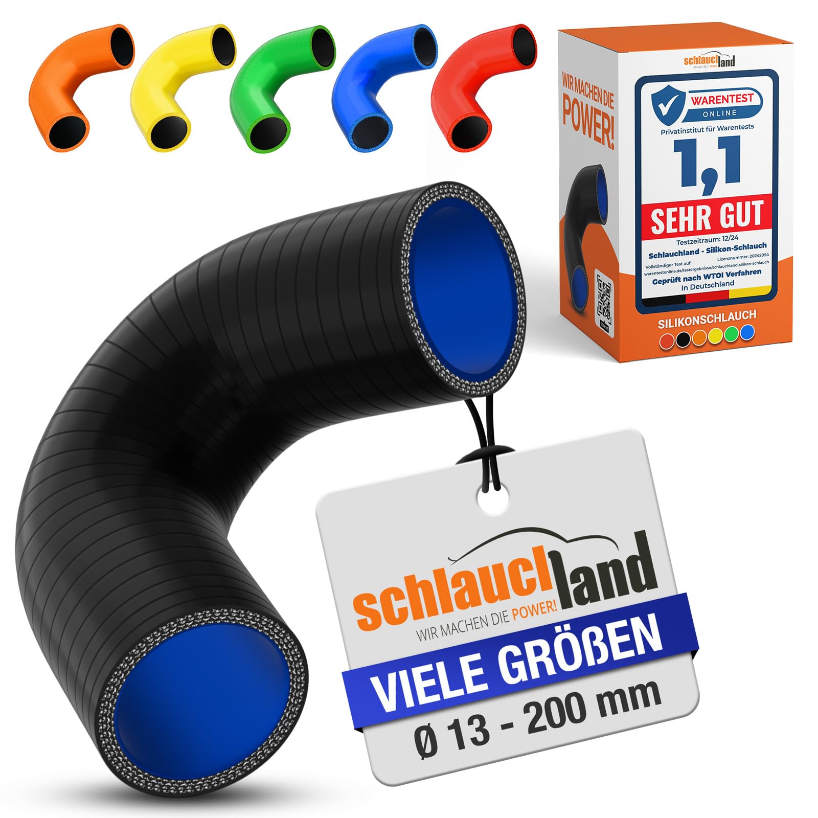 Silikonbogen 135° ID-Ø 41mm schwarz 200°C Silikon-Schlauch Ladeluft LLK Kühler Schlauch-bogen Turbo Kühlmittel Kühlwasser Ansaug Gummi flexibel Rohr