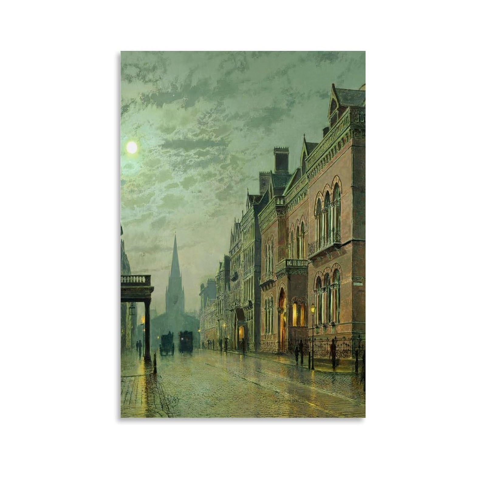 Xuxuecc Unframe John Atkinson Grimshaw Poster Famous Painting Park Row, Leeds_le_upscale_balanced_x4 Art Canvas Painting Decor Wall Print Photo Home Modern Decoratives 24X36inch(60X90cm)