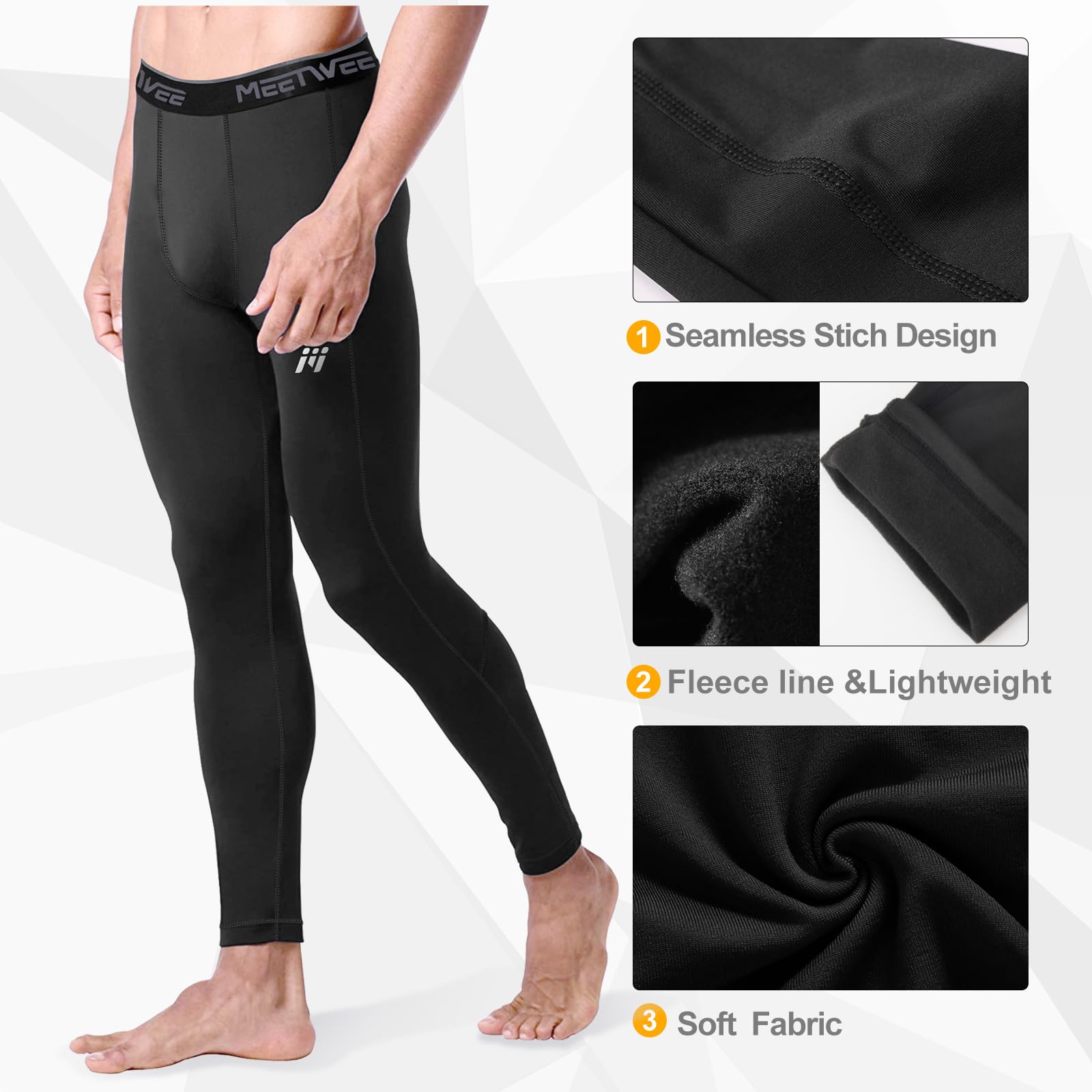 MEETWEE Pantaloni Termici Uomo, Calzamaglia Termica Biancheria Intima Traspirante Asciugatura Rapida per Ciclismo e Lo Allenamento Sci Corsa