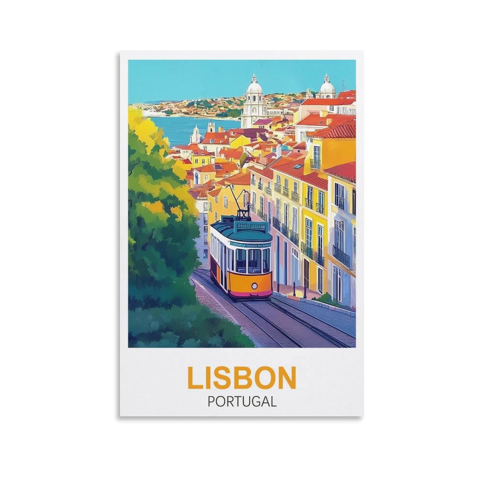 Xllyxygjq Unframe-Style Lisbon Portugal Vintage Travel Posters 08X12inch(20X30cm) Canvas Wall Art Poster Print Artwork Painting Picture For Home Decoration Living Room Office Bedroom
