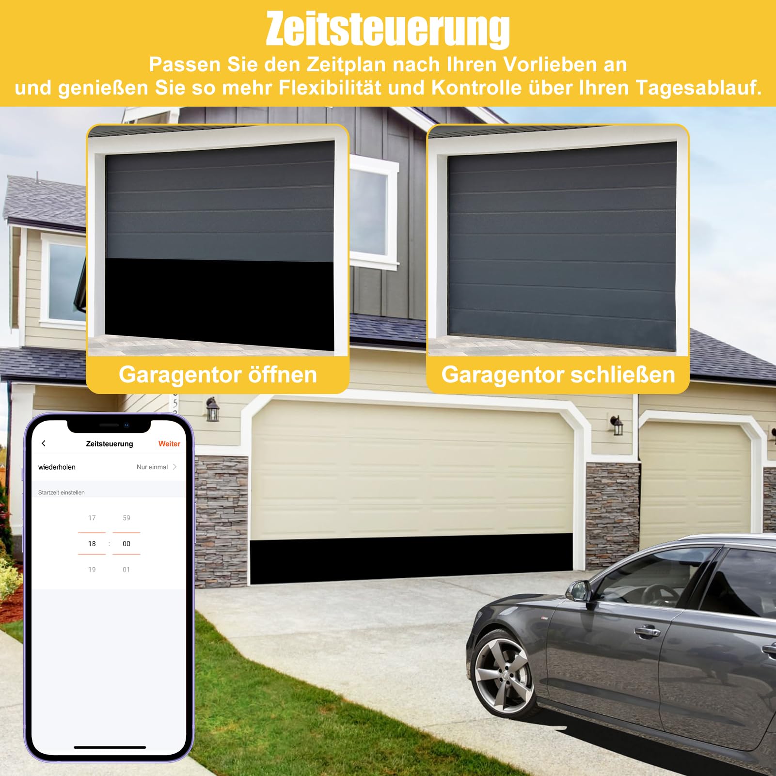 Ouvre portail connecté Zigbee, ouvre-porte de garage intelligent avec application Tuya & Smart Life, ouverture portail connecté compatible avec Alexa & Google Assistant, hub non inclus