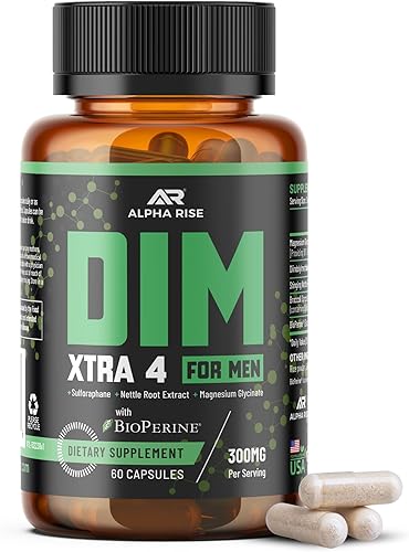 Suplemento DIM prémium para hombres  Bloqueador de estrógeno e inhibidor de la aromatasa  Diindolilmetano, extracto de raíz de ortiga, glicinato de