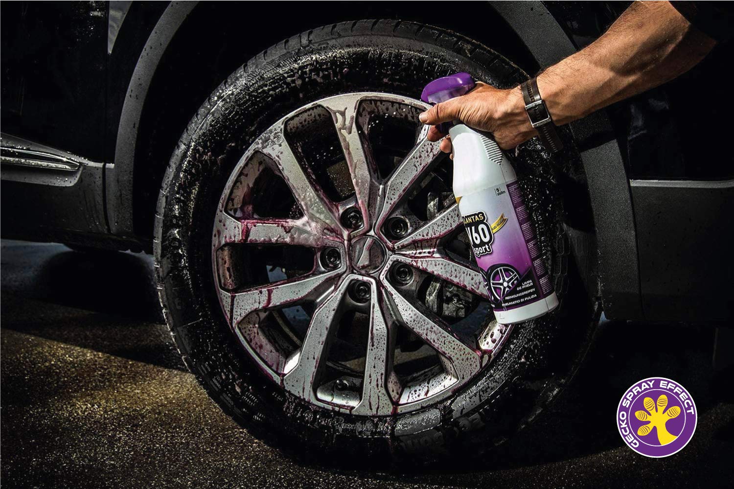 Sisbrill V60 Sport Limpia Llantas - Neutro y Seguro - Efecto Gecko Spray - 1 Litro