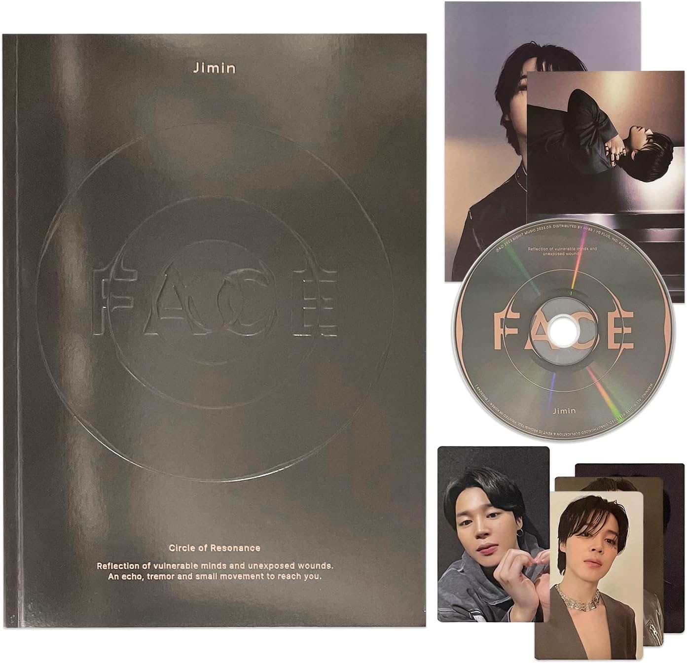 JIMIN OF BTS - [FACE] (Undefinable Face Ver.) Photo Book + CD + Photo Card A + Photo Card B + Post Card + Large Post Card + 2 Extra Photocards