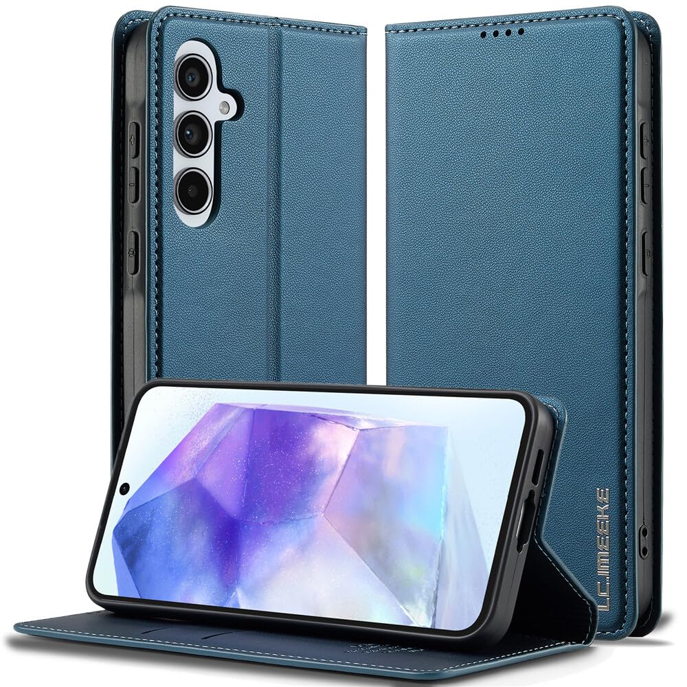 Étui pour Samsung S23 bleu avec portefeuille cuir et rabat arrière aimant