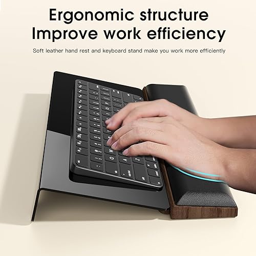 Miniatura 5 de Soporte para teclado, soporte para teclado y almacenamiento, soporte ergonómico para teclado de computadora con almohadilla para muñeca para oficina