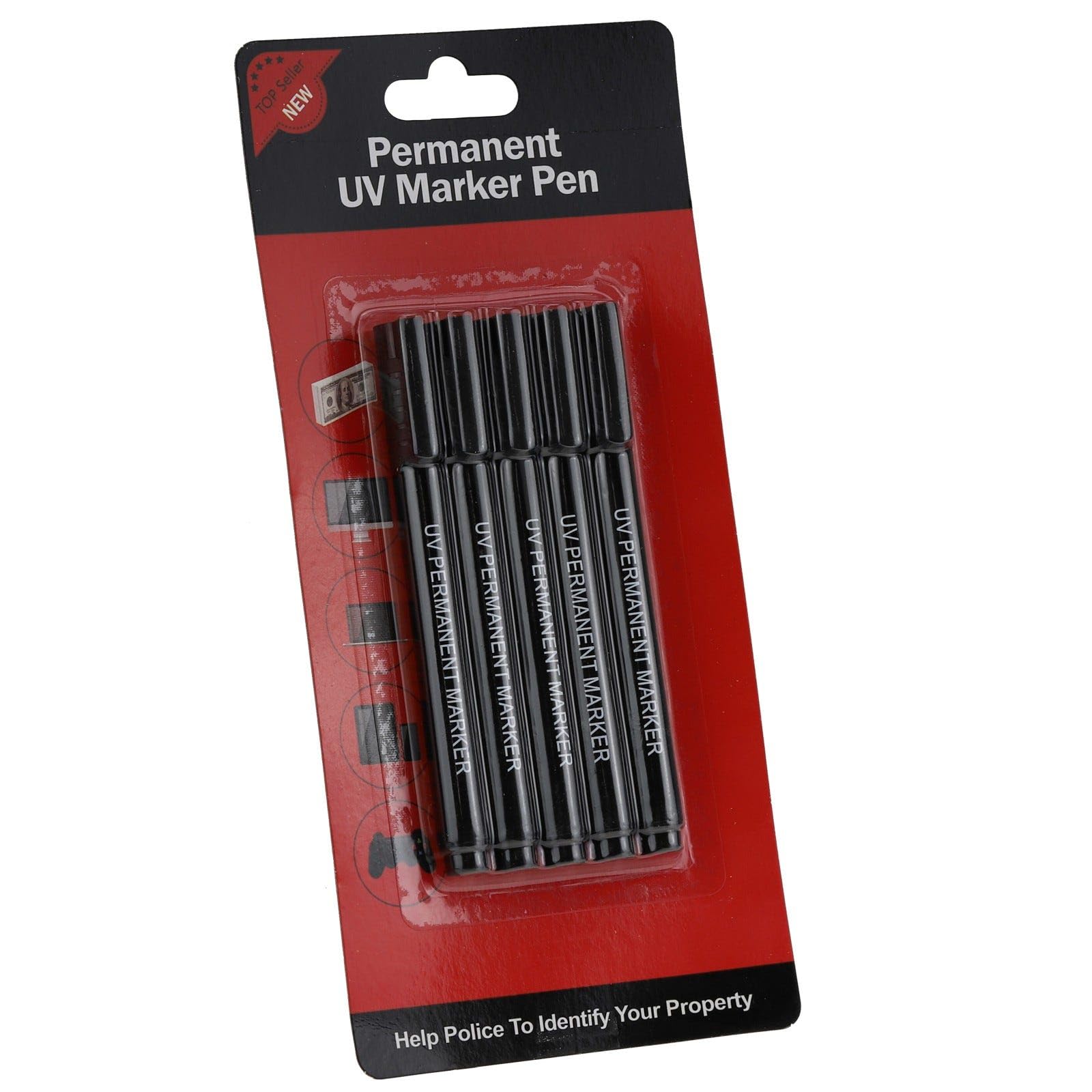 kenable UV Ultra Violet Security Marker Pens - Permanent Invisible Ink Crime Prevention - 5 Pack