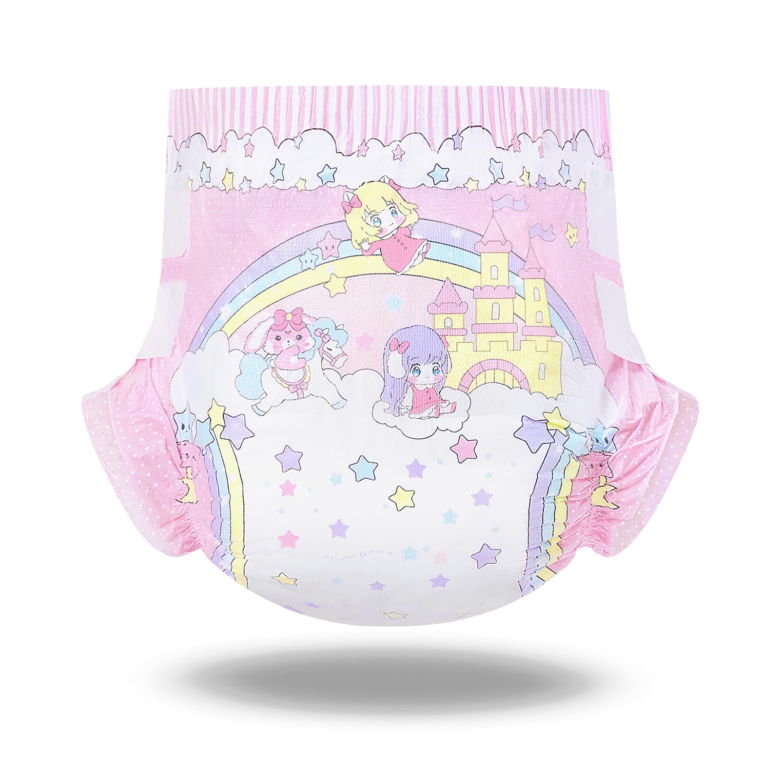 LittleForBig Ultra chłonne 7000 ml regulowane zapięcie na rzep tkaninowa pielucha z tylnym panelem z nadrukiem dla dorosłych 2 sztuki - Fairy Littles in Dreamland (duża 91 cm - 122 cm)
