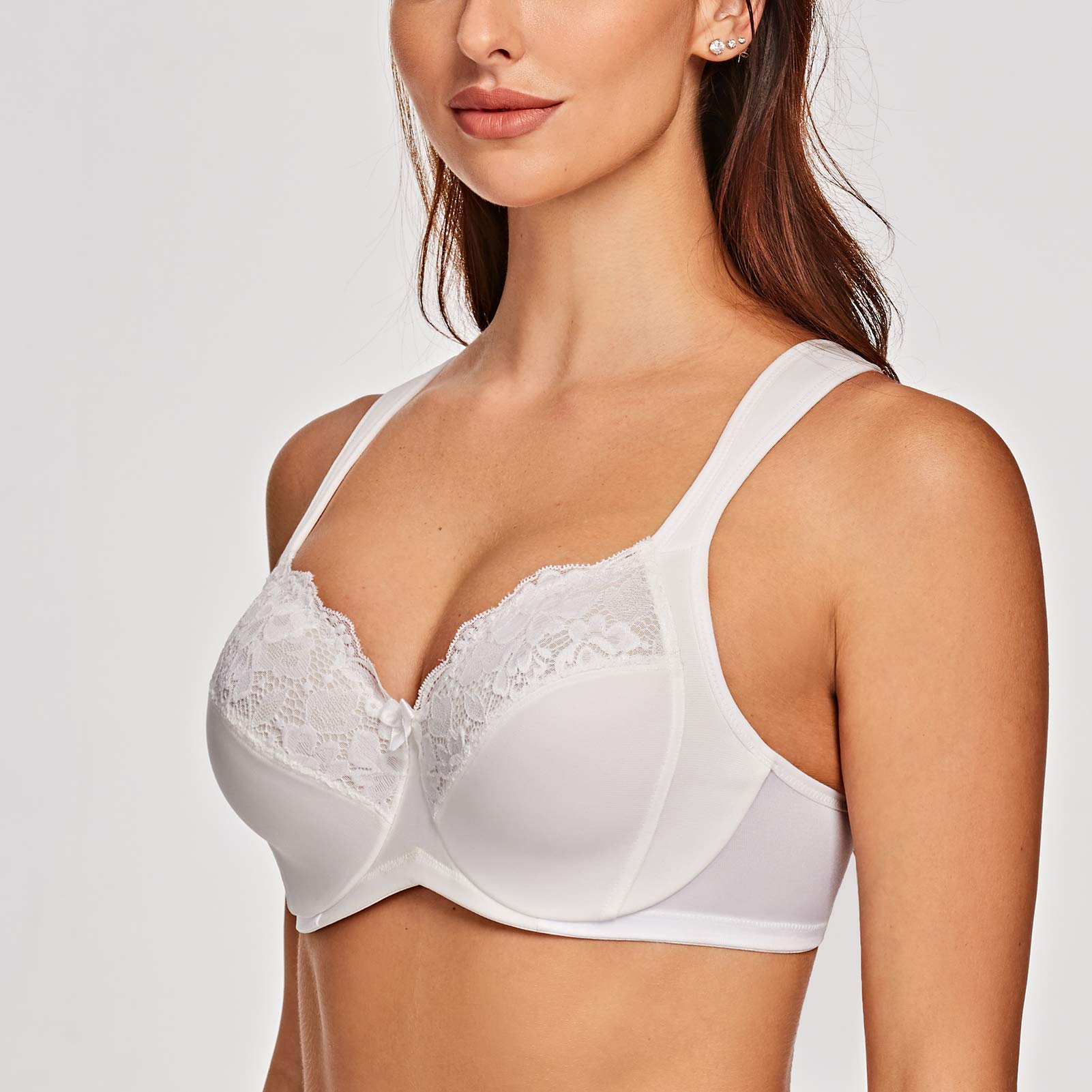MELENECA Donna Reggiseno Pizzo Minimizer Taglie Forti Cinghie Imbottite Coppa Piena con Ferretto
