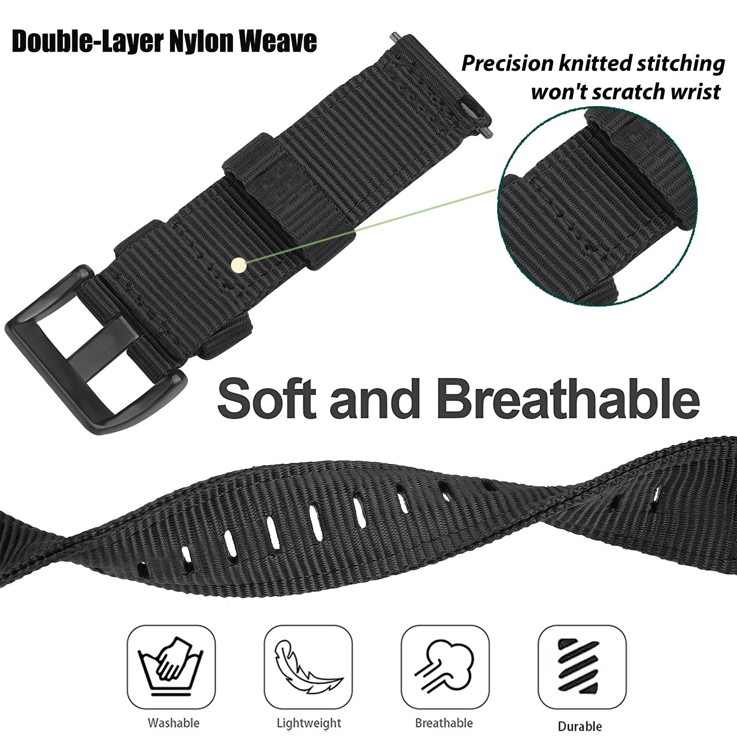 Bracelet de montre compatible Garmin Instinct/Instinct 2 Solar/Instinct 3 45 mm, Instinct E 45 mm, bracelet de rechange sport en nylon pour homme et femme pour Garmin Instinct Tactical/Esports/Solar