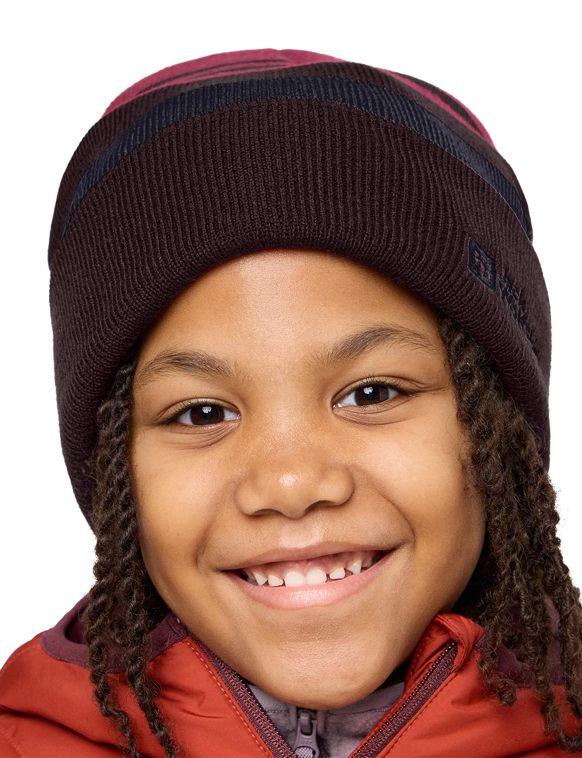 Jack Wolfskin Unisex Children Stripy Knit Beanie K Hat, Pink Lemonade, M