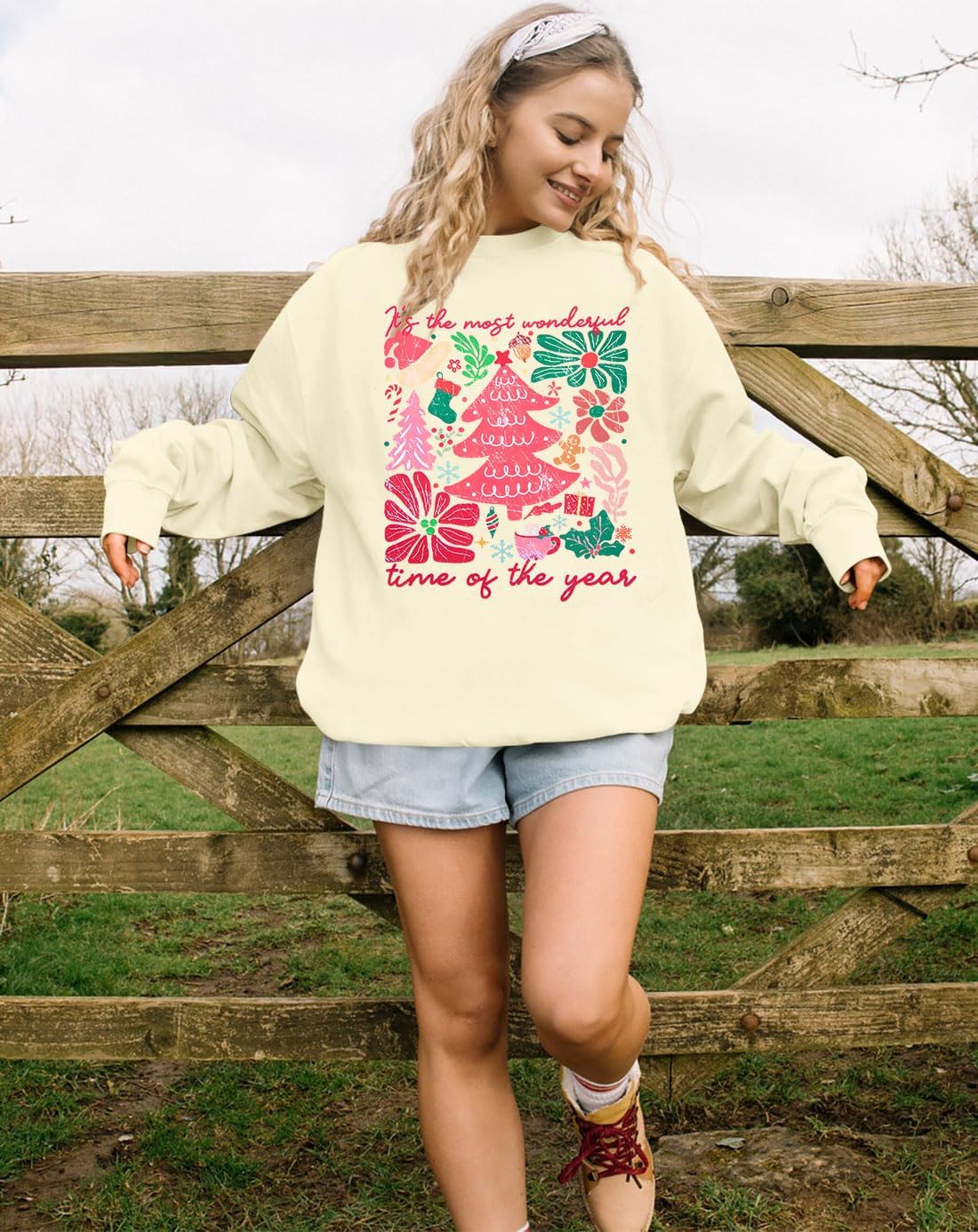 ASTANFY Merry Christmas Sweatshirts For Women: Christmas Tree Graphic Sweatshirts Grinch Long Sleeve Shirt - Image 5