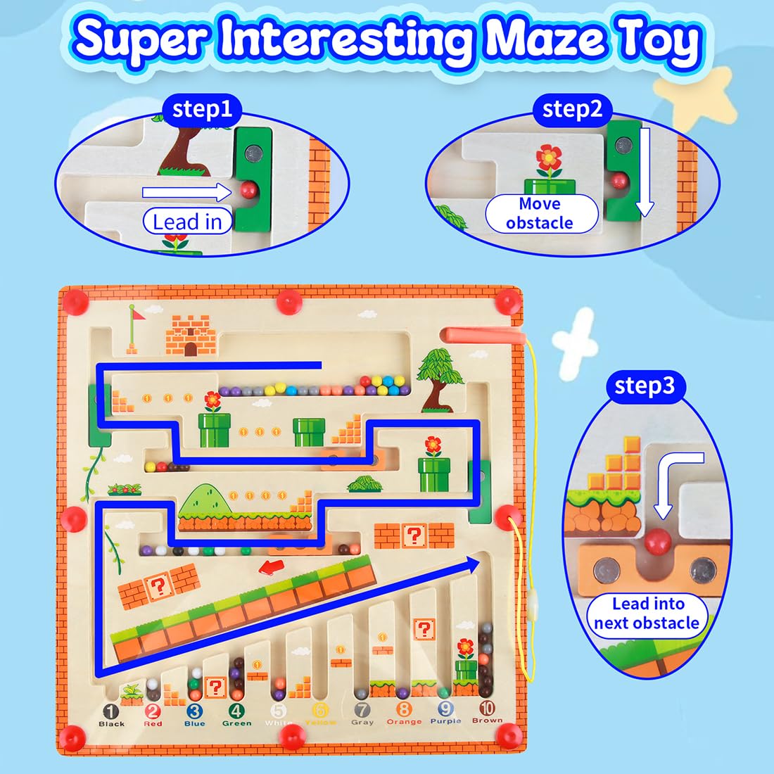 Laberinto Magnético De Madera Montessori – Juguete Educativo Para Clasificar Colores Y Números – Ideal Para Niños De 3 A 8 Años (Estilo Coche)