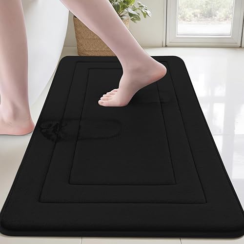 Miniatura 20 de Cupic Cupid Tapete de baño de espuma viscoelástica súper suave, tapete de baño negro antideslizante para suelo de baño, alfombras lavables a máquina