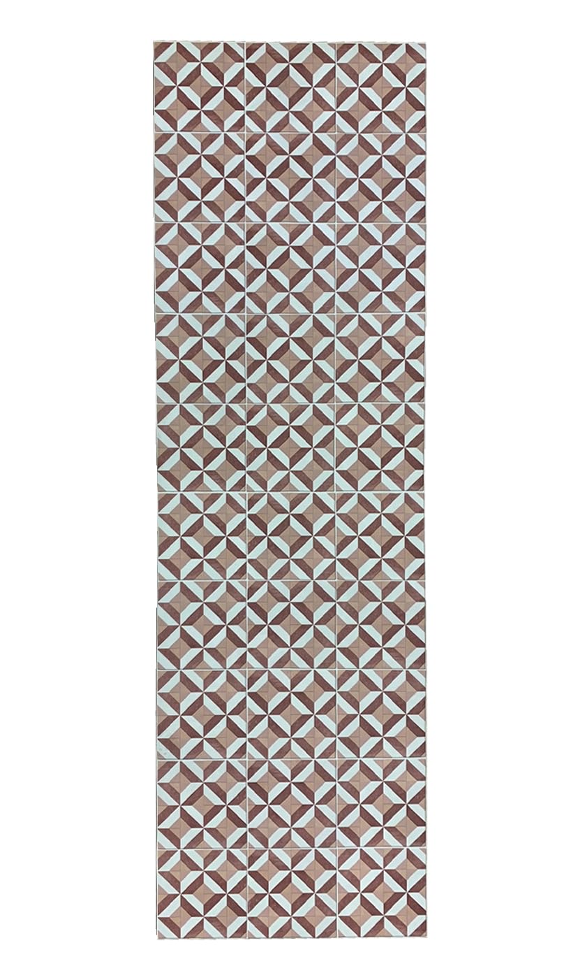 Tadi & Imperio1979 Rombos - Tappeto in vinile idraulico color salmone, beige, marrone e bianco, per corridoio, soggiorno, cucina, camera da letto o moquette in vinile idraulico