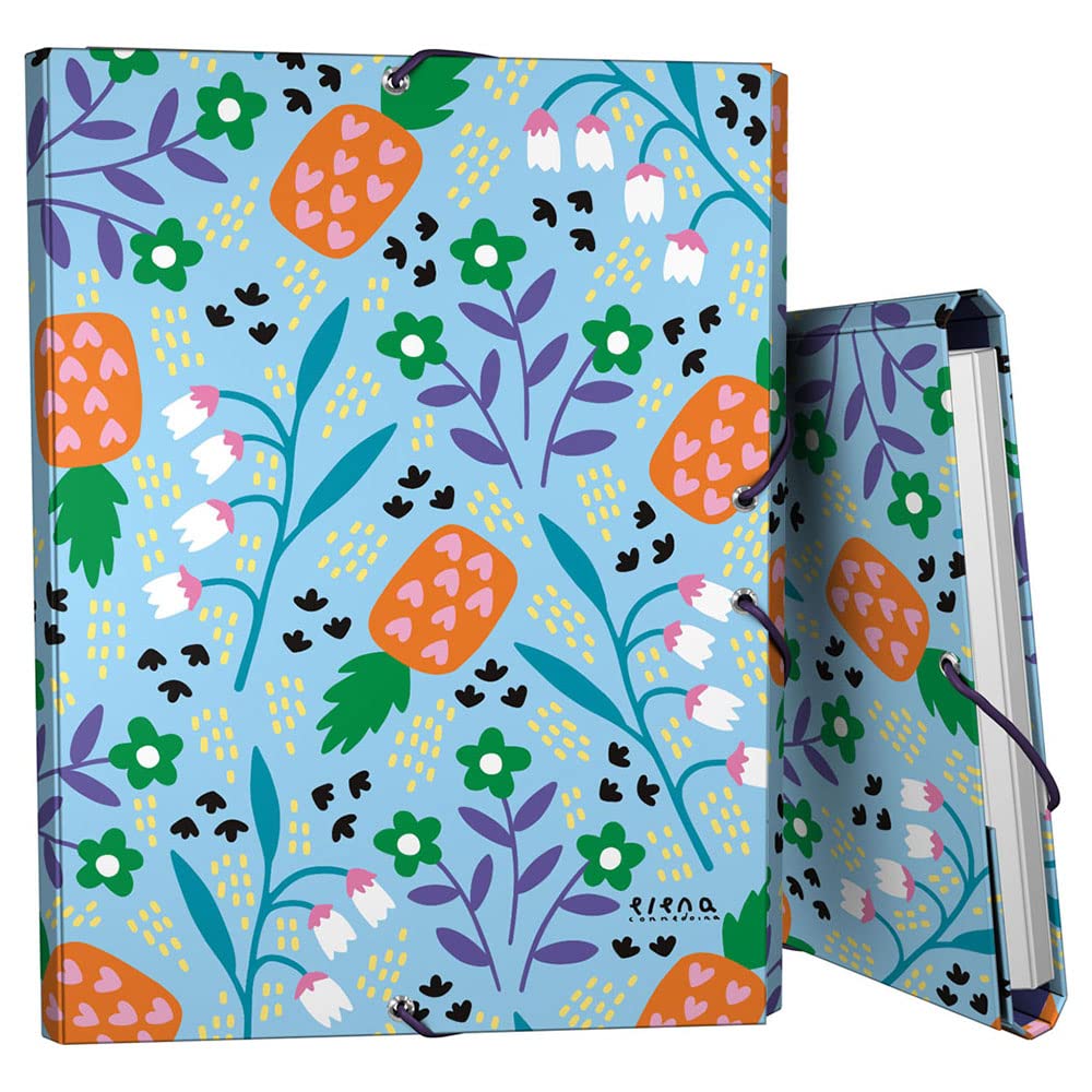 Grafoplás 82402642 Elena Corredoira Collection Folder with 3 Flaps, Lined Cardboard, Hard Cover, Folio-Size, Floral, FSC Certified