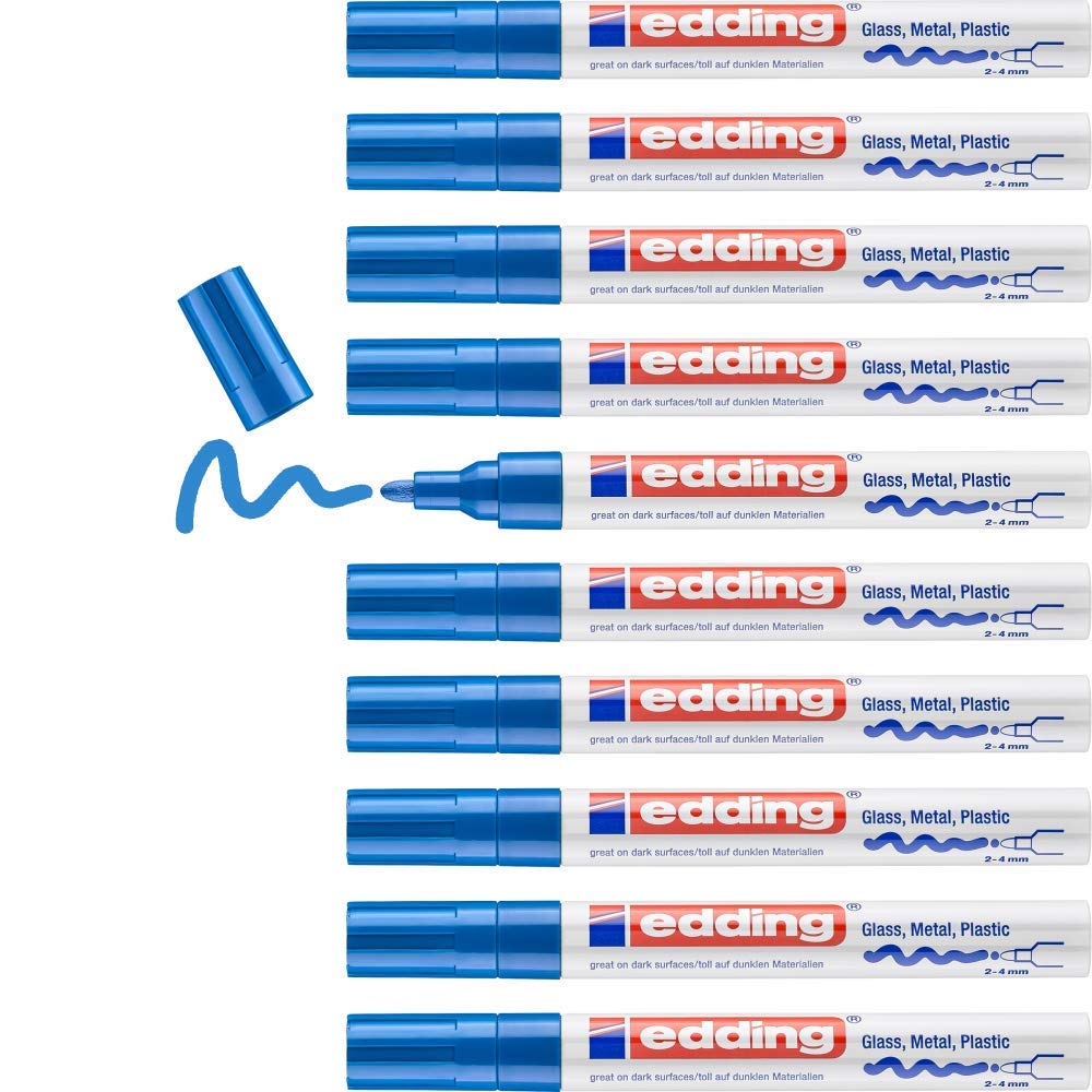 Edding 750-Pennarello a vernice, colore: blu convenzionale