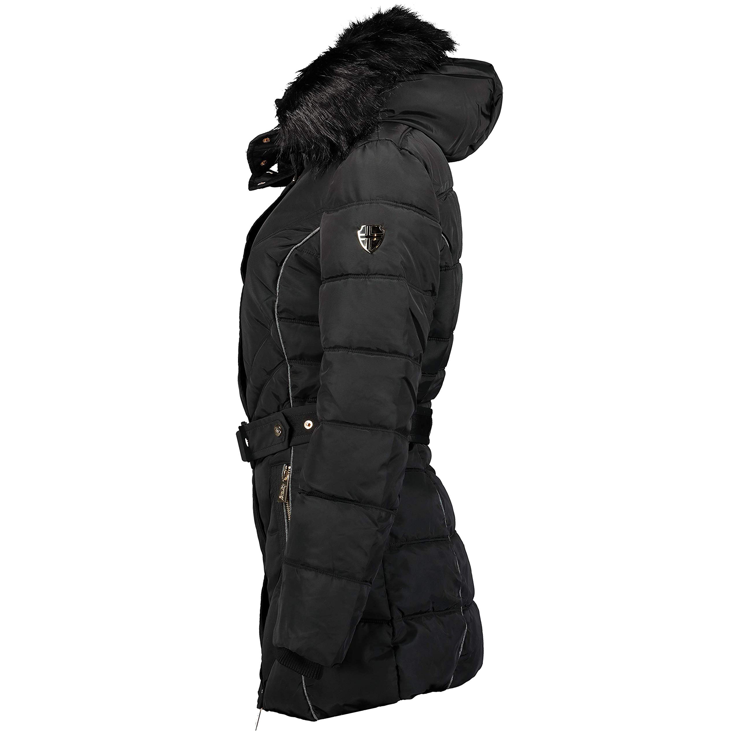 Geographical Norway Becky Lady - Parka Caldo Donna Autunno-Inverno - Cappotto Spesso Cappuccio Pelliccia Antivento - Cappotto Lungo Caldo
