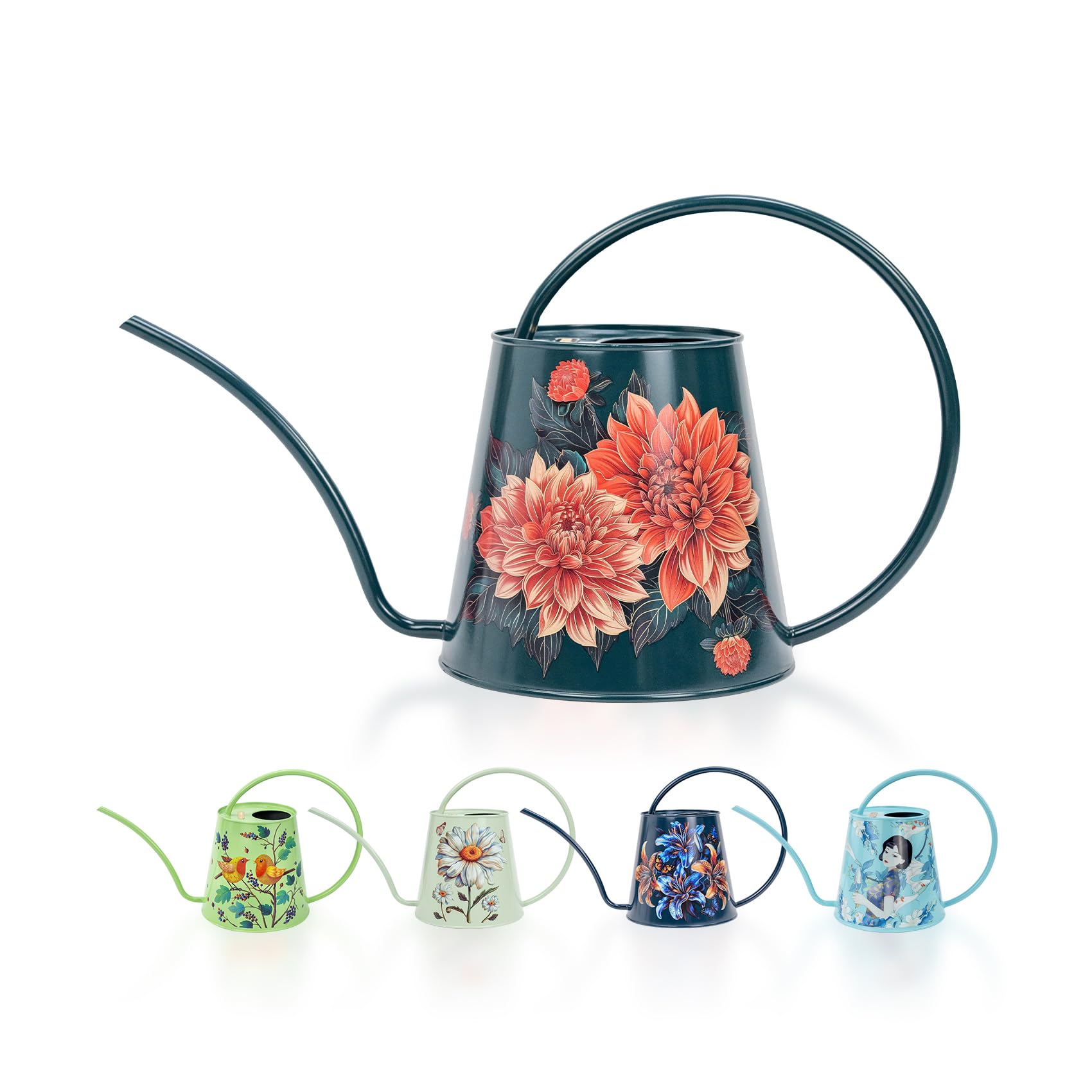 Berry&Bird Stainless Steel Watering Can - Indoor & Outdoor 0.44 Gallon Gardening Large Watering Bottle with Long Spout, No Drip Houseplant Watering Can for Flower Bonsai Succulent(2L/Dahlia) — image 1