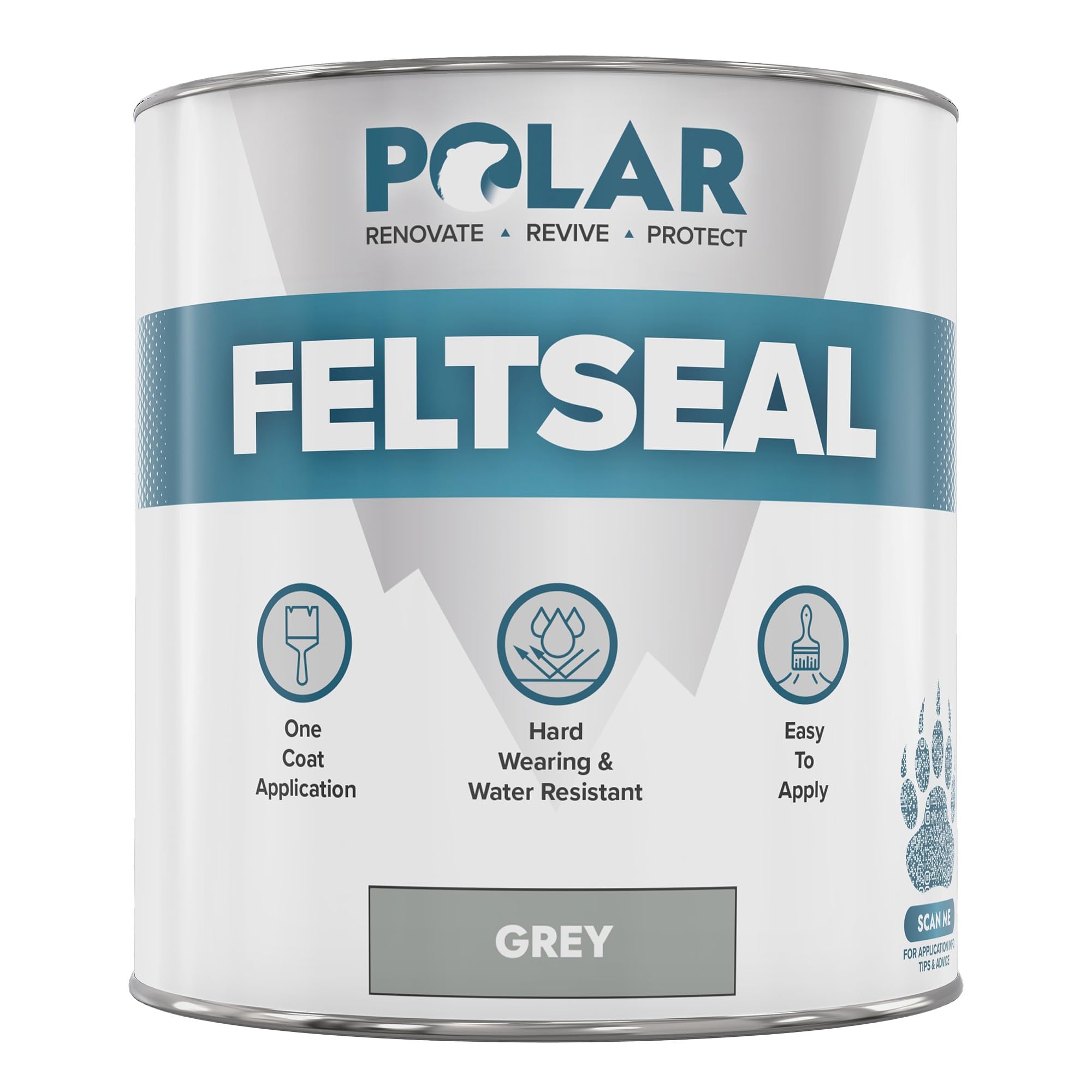 Polar Felt Seal - Waterproof Felt Sealant for Shed Roofs & Garage Roofs - One-Coat Repair - Prevent and Stop Leaks & Cracks - No Primer Needed - Grey - 1L